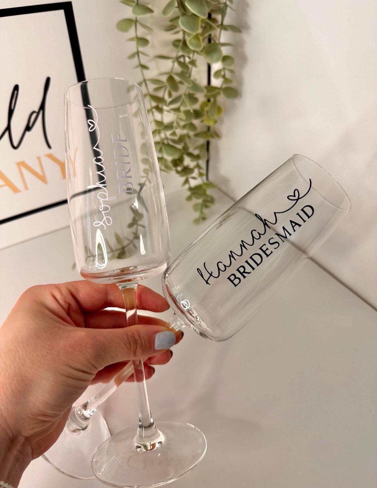 Wedding flutes, Personalised champagne flute, Wedding glasses