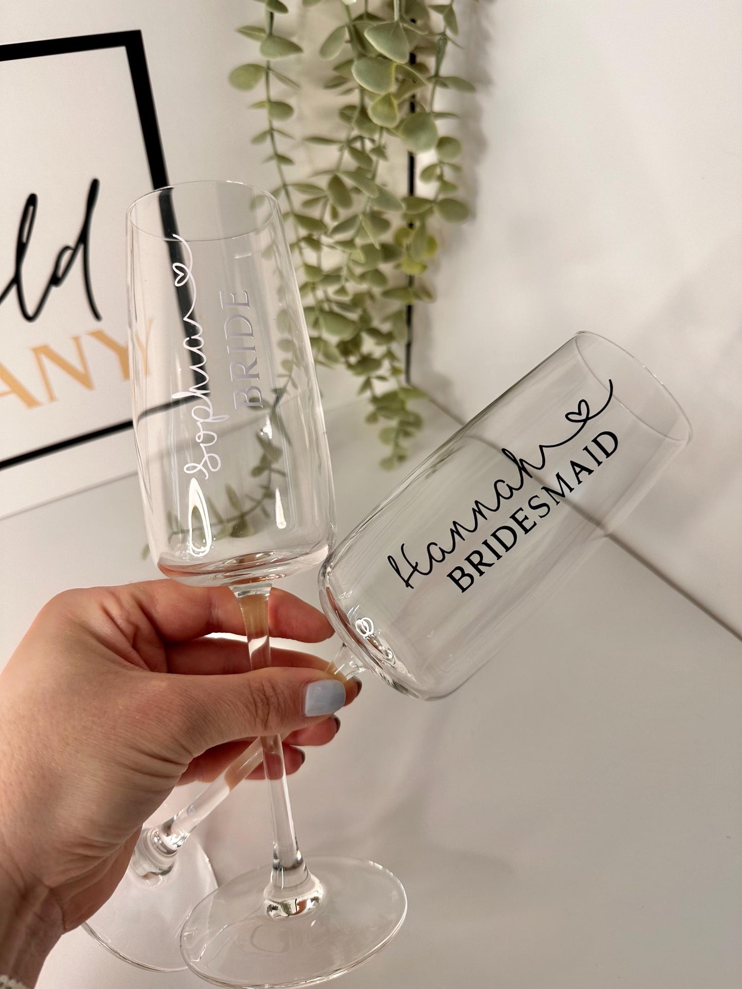 Wedding flutes, Personalised champagne flute, Wedding glasses