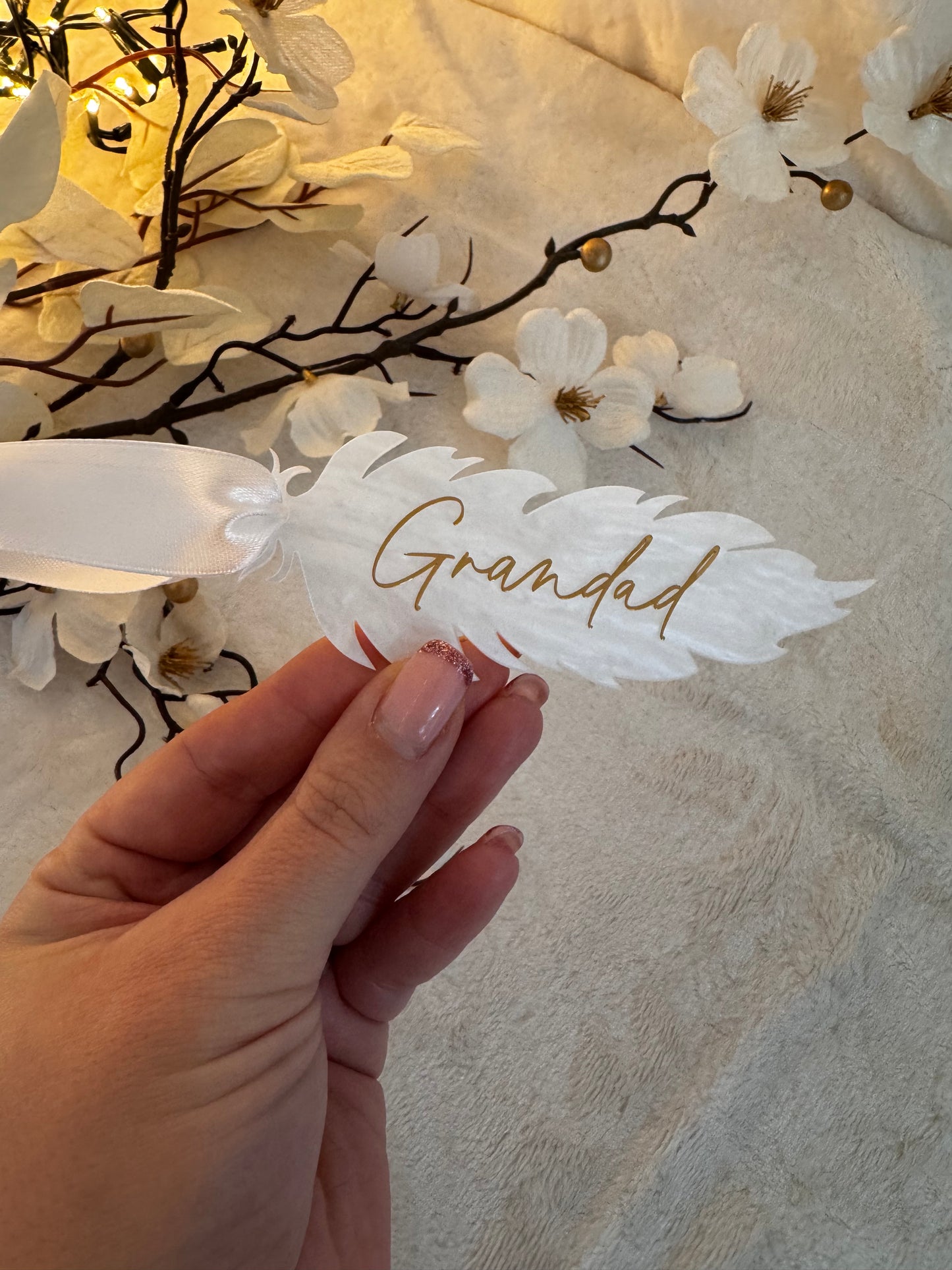 In memory feather bauble