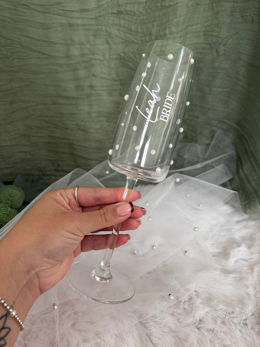 Personalised Pearl Wedding Flute