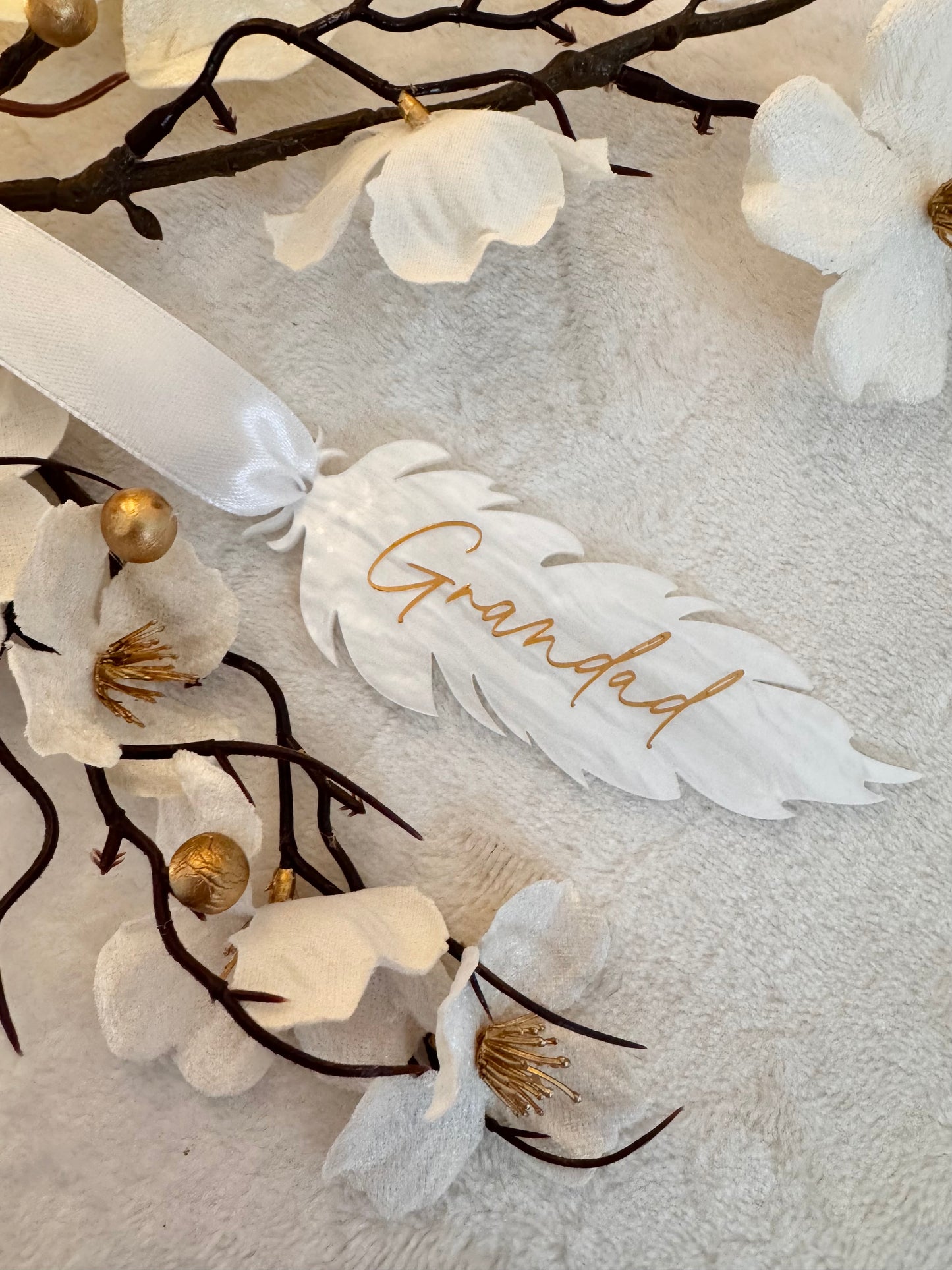 In memory feather bauble