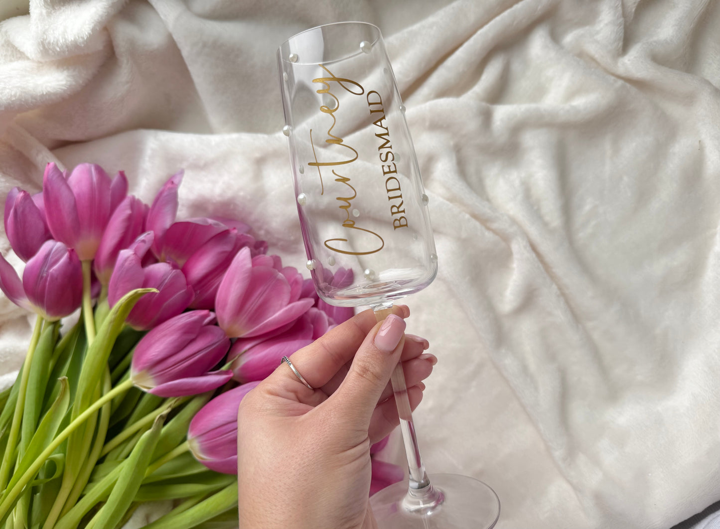 Personalised Pearl Wedding Flute 🤍