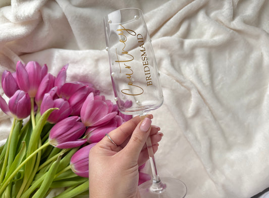 Personalised Pearl Wedding Flute 🤍
