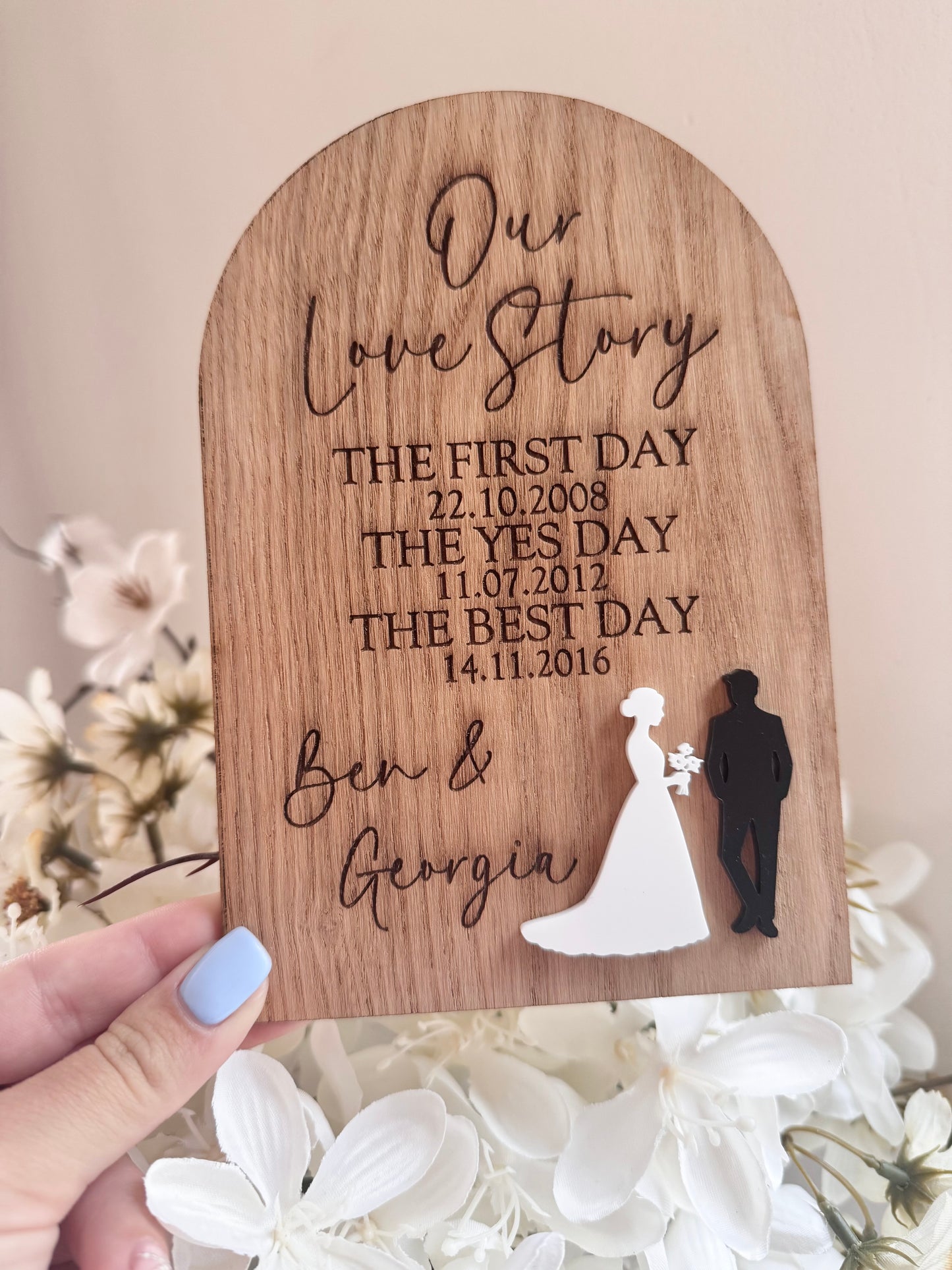 Our Love Story Plaque - Engraved with silhouette’s
