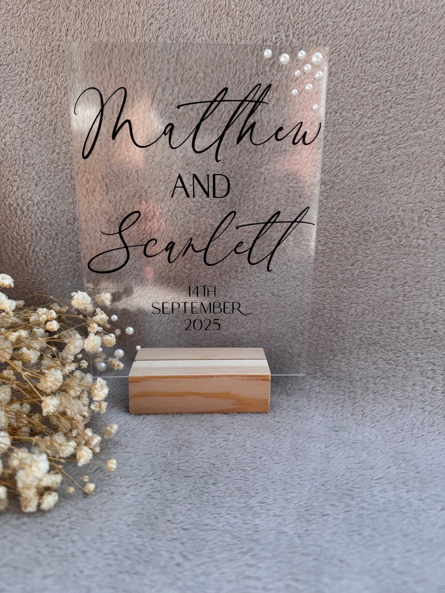 Personalised wedding gift | Acrylic plaque | Anniversary Gift | Pearls