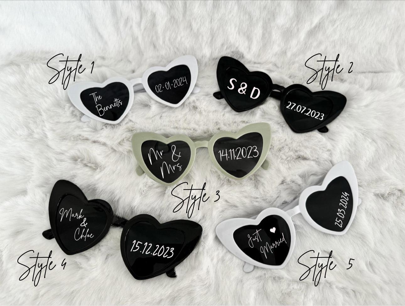 Wedding sunglasses, wedding photo prop, wedding day, memento