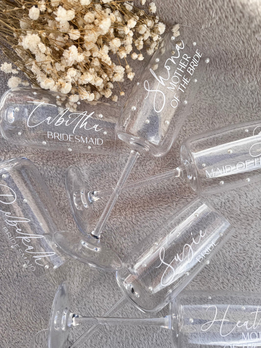 Personalised Pearl Wedding Flute