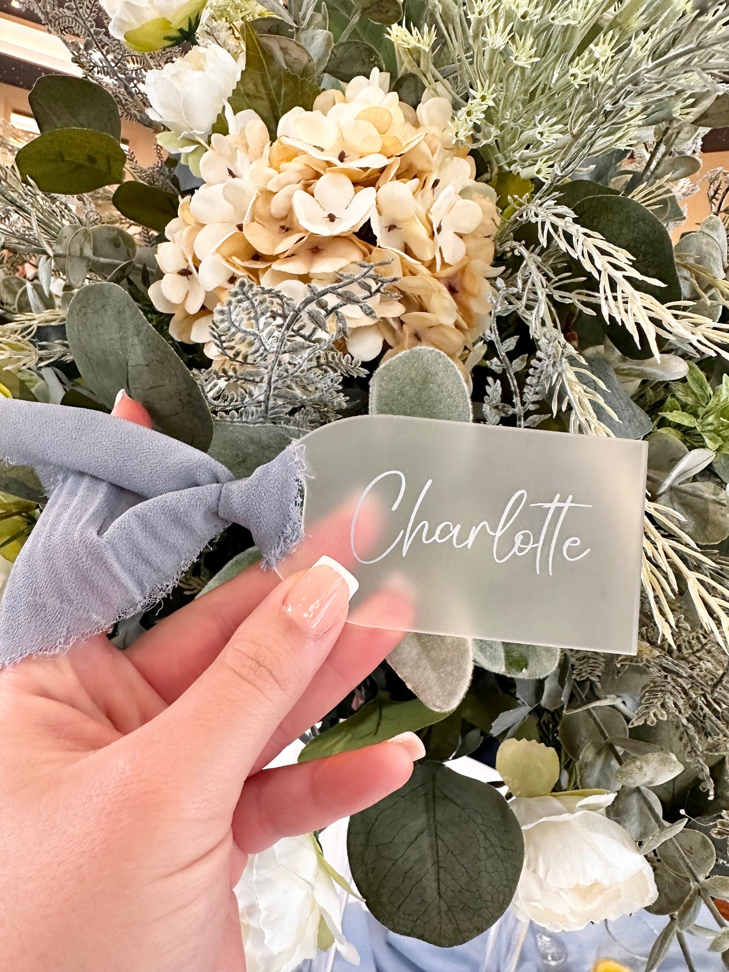 Wedding Table Name Place Cards / Acrylic Name Place Settings / Personalised Wedding Decor / Frosted Acrylic