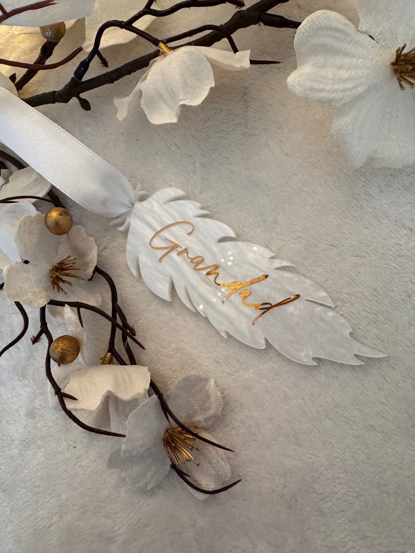In memory feather bauble