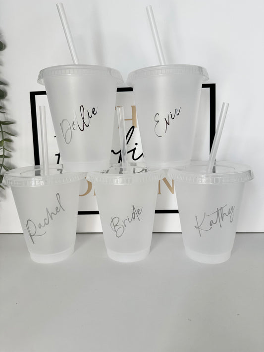 Personalised cold cups | With lid and straw | Bridal party | Hen do | Bridal Package