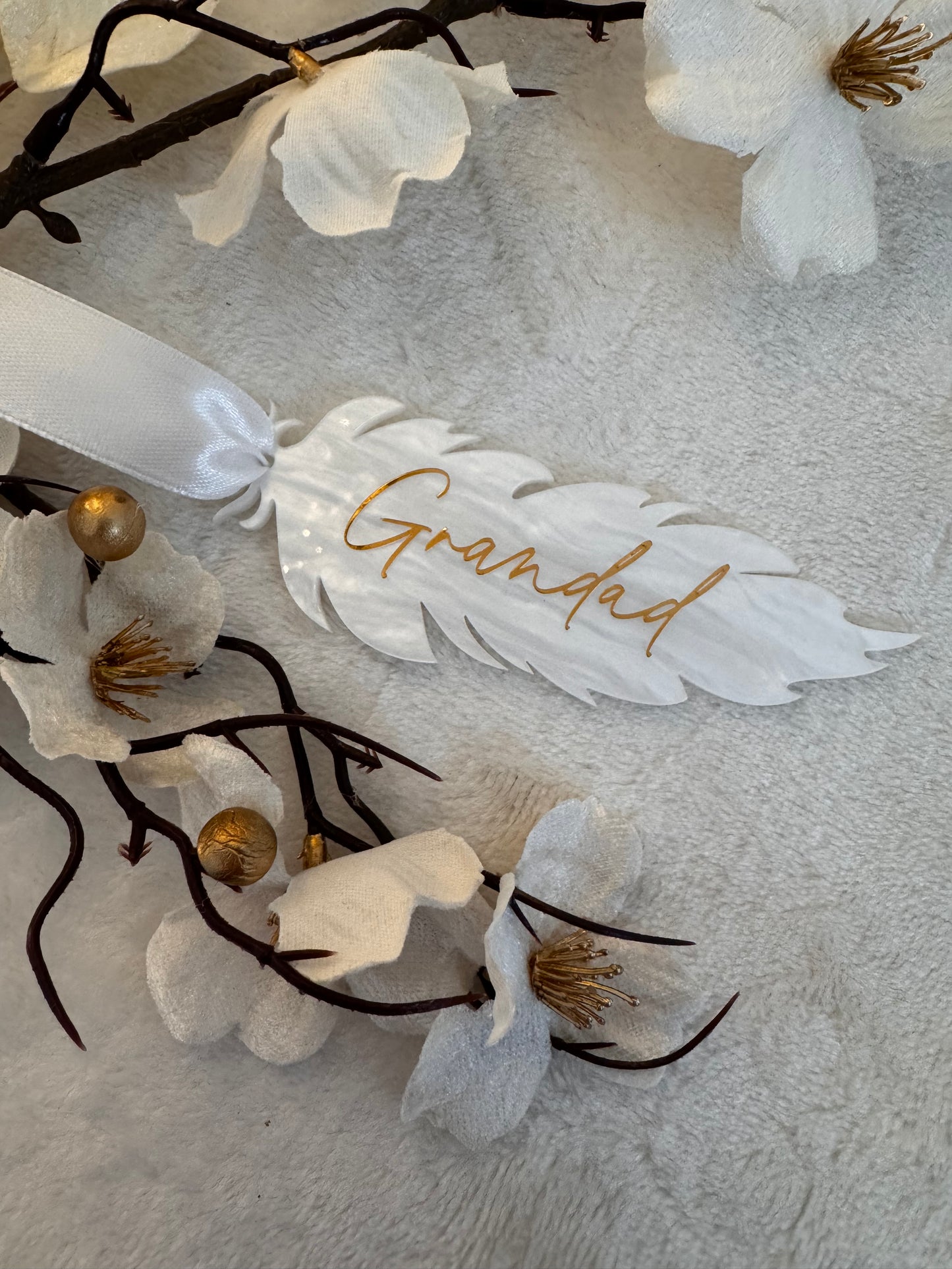 In memory feather bauble