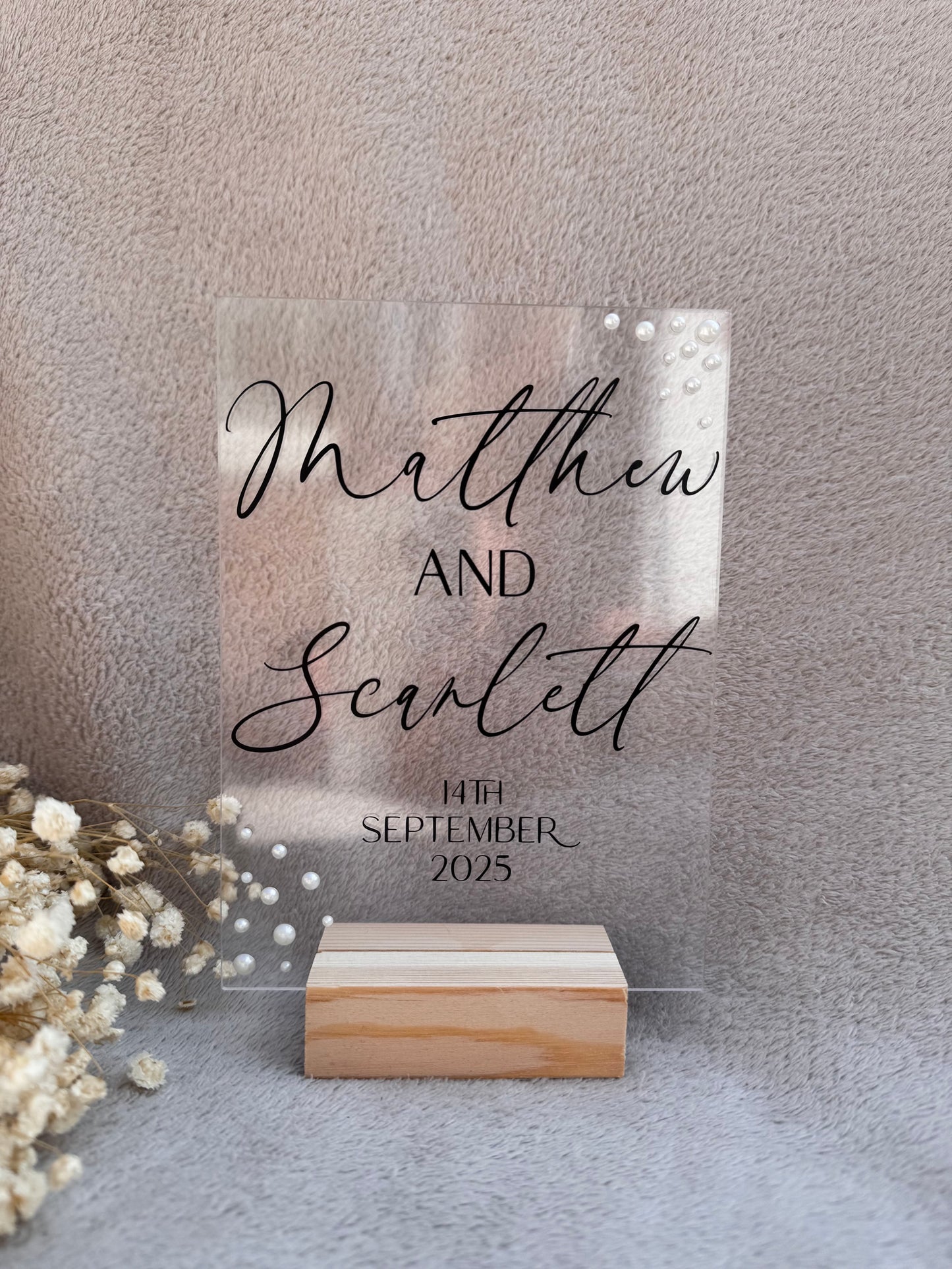 Personalised wedding gift | Acrylic plaque | Anniversary Gift | Pearls