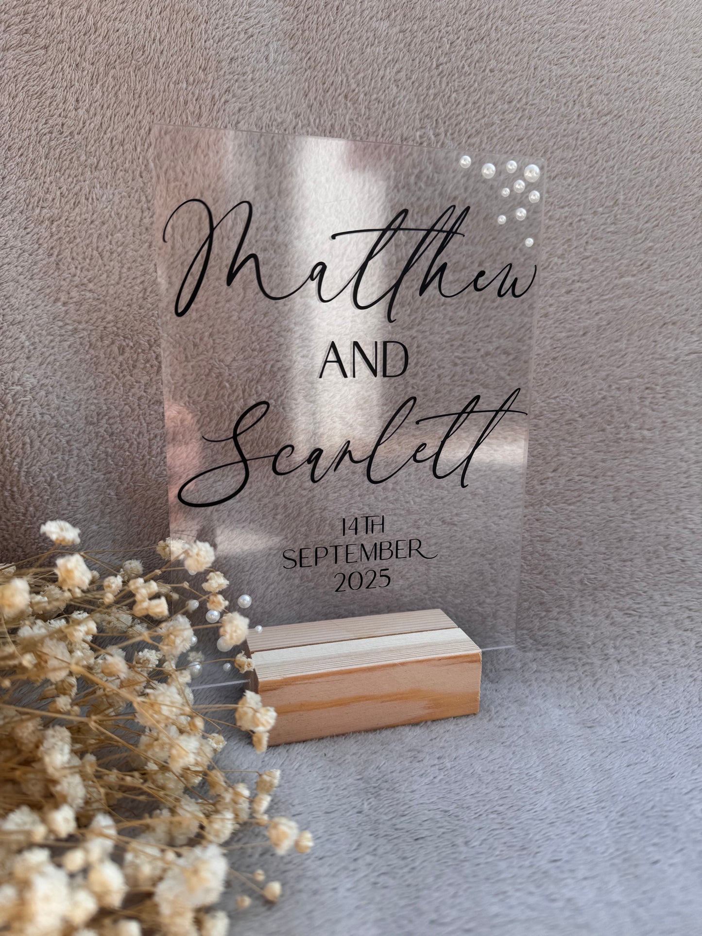 Personalised wedding gift | Acrylic plaque | Anniversary Gift | Pearls