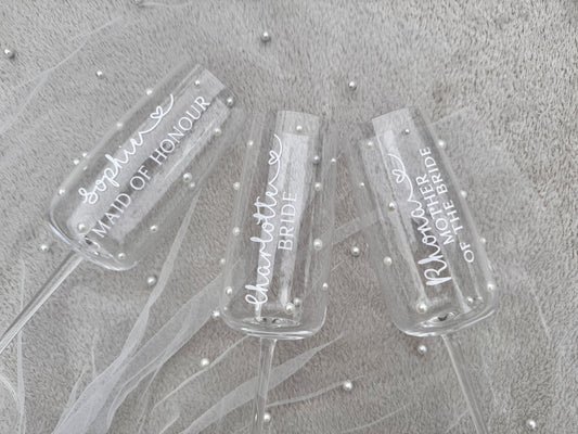 (Personalised Pearl Wedding Flute