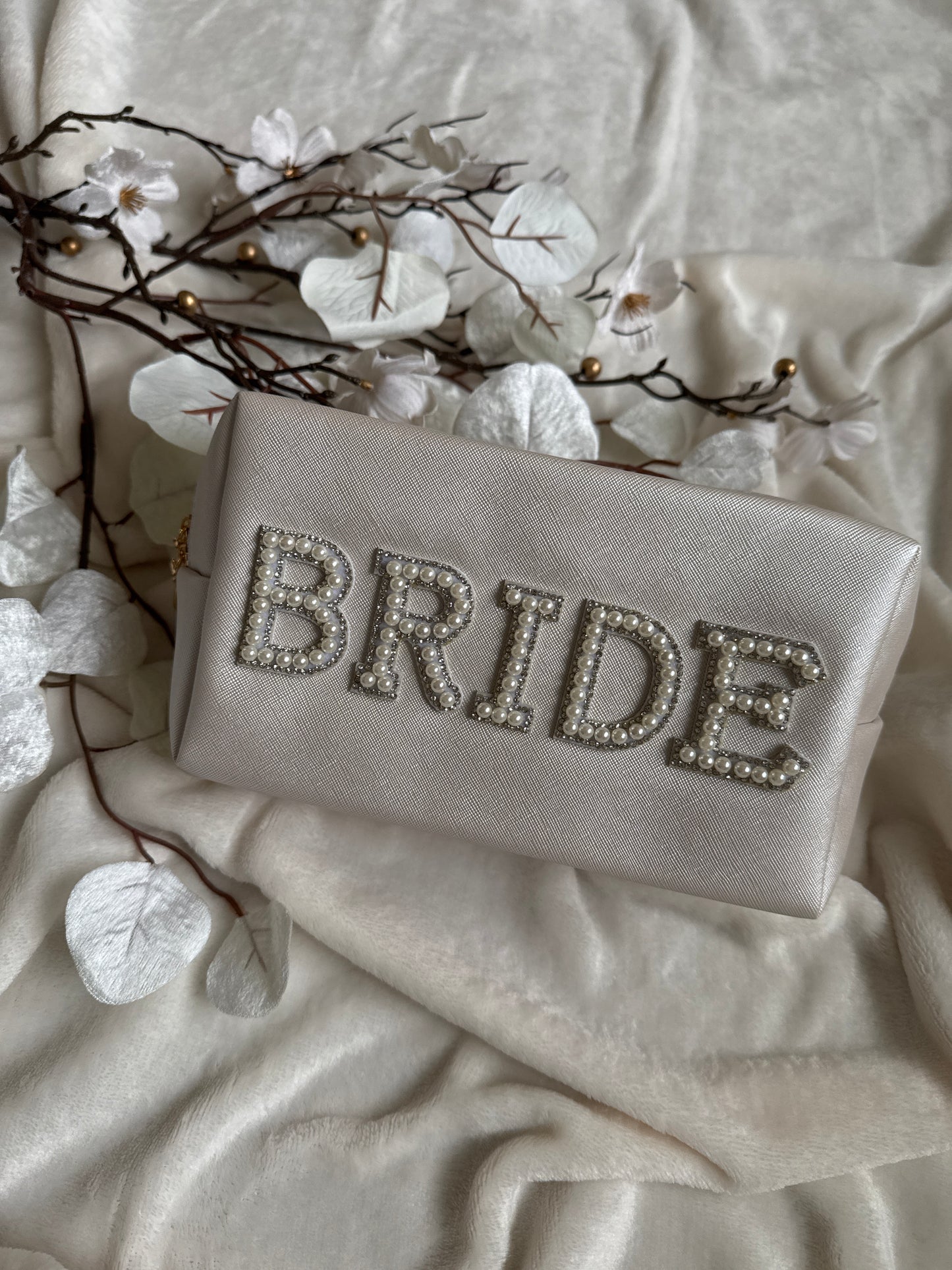 Ivory bride make up bag