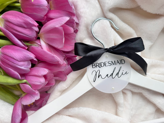Personalised wedding hanger tags