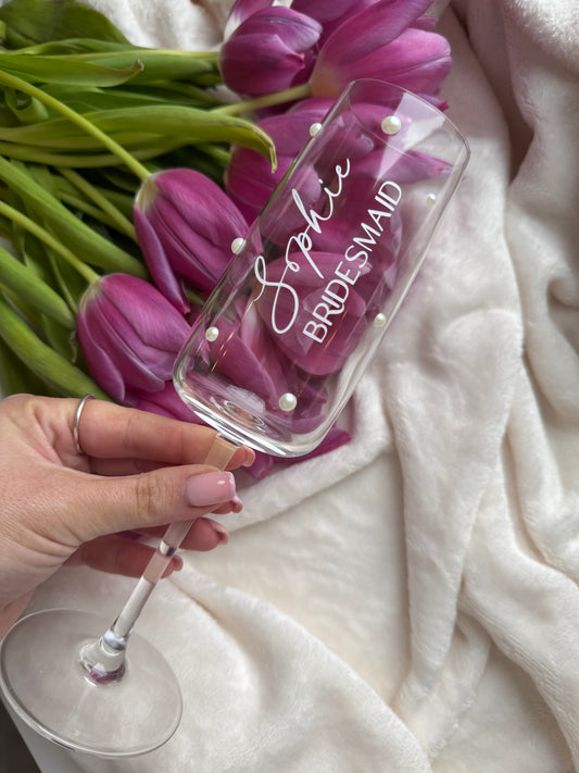 Personalised Pearl Wedding Flute