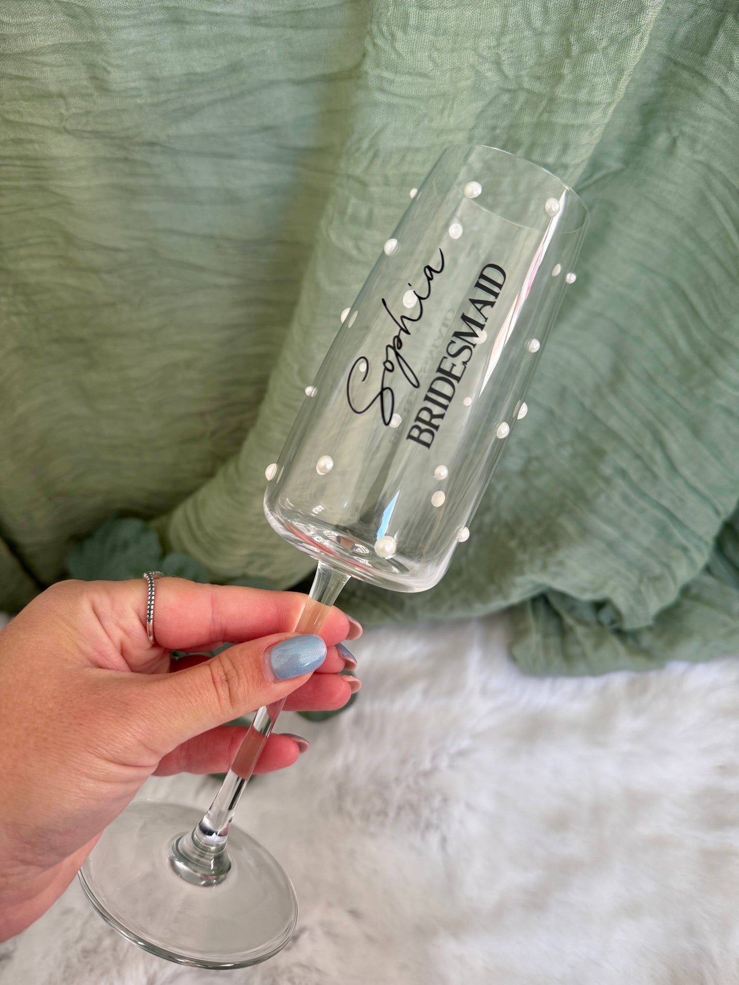 Personalised Pearl Wedding Flute
