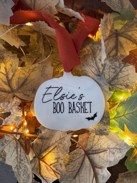 Hanging boo basket tag
