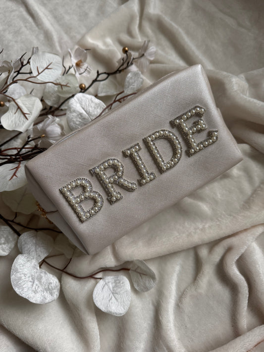 Ivory bride make up bag