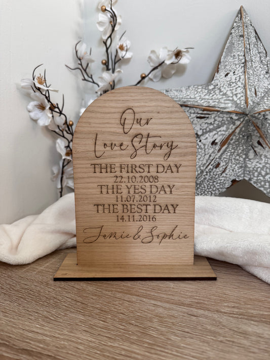 Our Love Story Plaque - Engraved