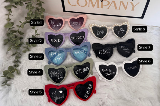 Wedding sunglasses, wedding photo prop, wedding day, memento